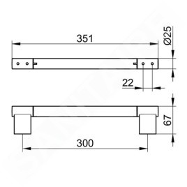 Keuco Plan - Manche, 350 mm de longueur, noir mat 14907370000