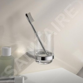 Keuco Collection Moll - Gobelet brosse à dent et dentifrice avec support, verre/chrome 12750019000