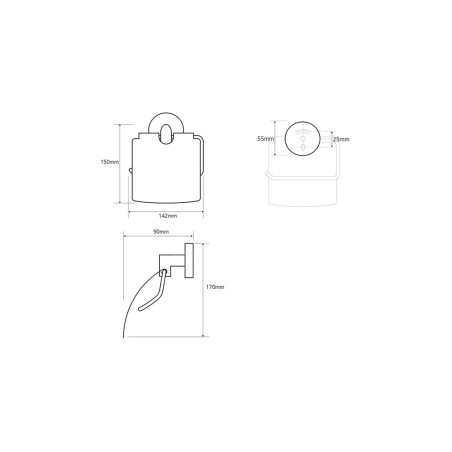 Sapho X-Round - Porte-rouleau toilette avec couvercle, chrome XR702