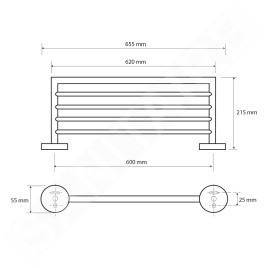 Sapho X-Round - Tablette murale pour serviettes, longeur 650 mm, chrome XR413