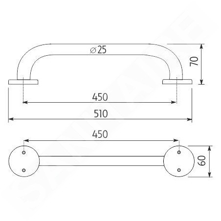 Nimco Poignées - Poignée, longueur 510 mm, acier inoxydable BM 7335-18
