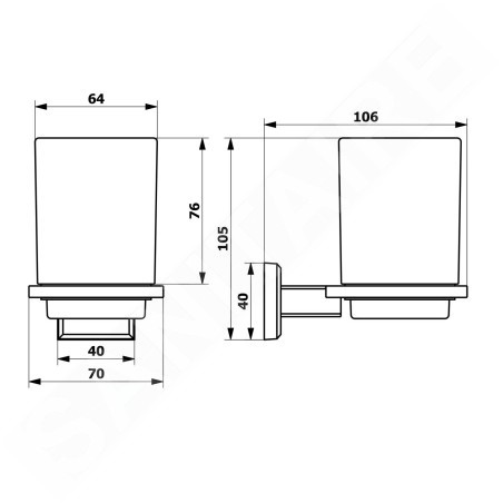 Sapho Gedy Colorado - Verre pour brosse à dents, chrome/verre satiné 6910
