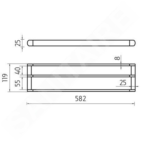 Nimco Nava - Porte-serviettes double, longueur 580 mm, noir mat/chrome NA 28061D