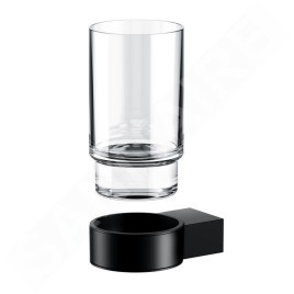 Keuco Plan - Gobelet pour brosse à dents et la pâte avec support, verre noir / mat 14950379000