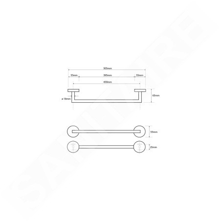 Sapho X-Round - Porte-serviettes, longueur 505 mm, chrome XR402