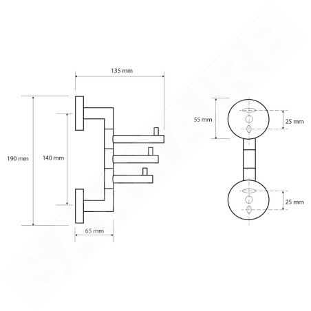 Sapho X-Round - Crochet de serviette rotatif, chrome XR211