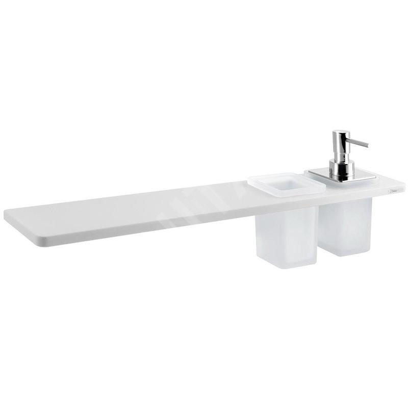 Sapho Abeline - Étagère avec distributeur et verre, 50 cm, blanc mat/chrome AE502-0101-02