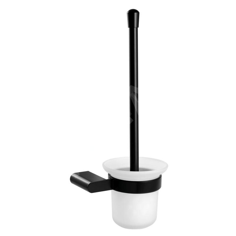 Novaservis Titania Naty - Balayette de toilette murale avec support, noir/verre mat 66633,5 Novaservis Titania Naty - Balayette de toilette murale avec support, noir/verre mat 66633,5