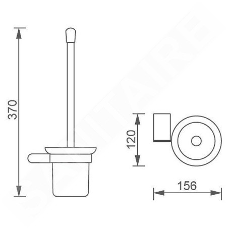 Novaservis Titania Naty - Balayette de toilette murale avec support, noir/verre mat 66633,5