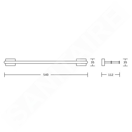 Aqualine Apollo - Porte-serviette double, longueur 540 mm, chrome 1416-11