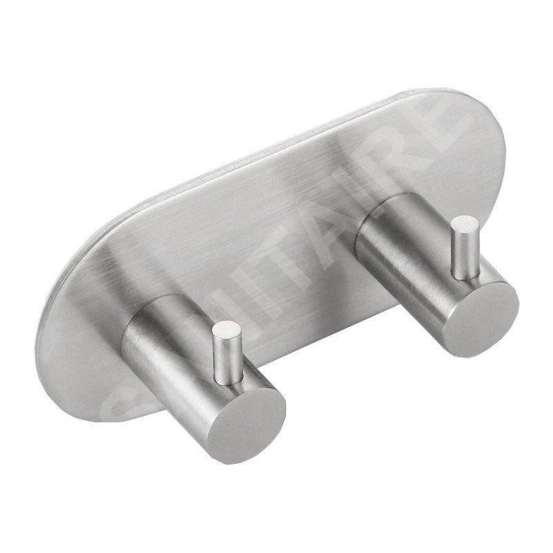 Sapho Accessoires - Crochet double autocollant, rond, inox brossé 32202 Sapho Accessoires - Crochet double autocollant, rond, inox brossé 32202