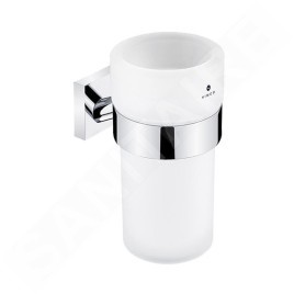 Nimco Keira - Gobelet pour brosses à dents et dentifrice avec support, verre mat/chrome KE 22058W-26