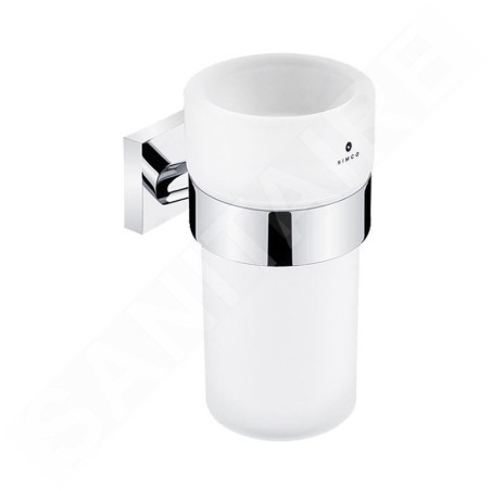 Nimco Keira - Gobelet pour brosses à dents et dentifrice avec support, verre mat/chrome KE 22058W-26