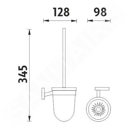 Nimco Keira - Balayette de toilette murale avec support, verre mat/ chrome KE 22094WN-26