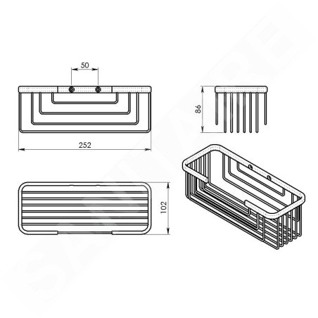 Sapho Gedy Smart - Étagère en fil de fer, 252x86x102 mm, noir mat 2419-14
