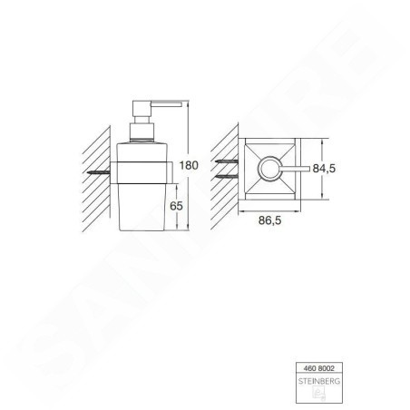 Steinberg 460 - Distributeur de savon avec support, verre noir / chrome 460 8002