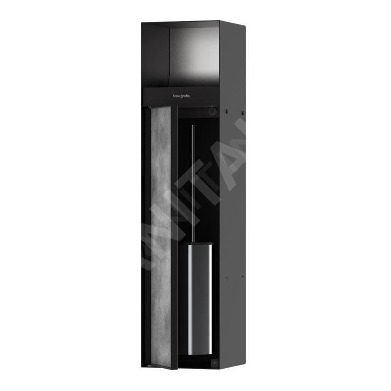 Hansgrohe XtraStoris Rock - Porte-rouleau toilette avec brosse de toilette à encastrer, avec porte, noir mat 56062670