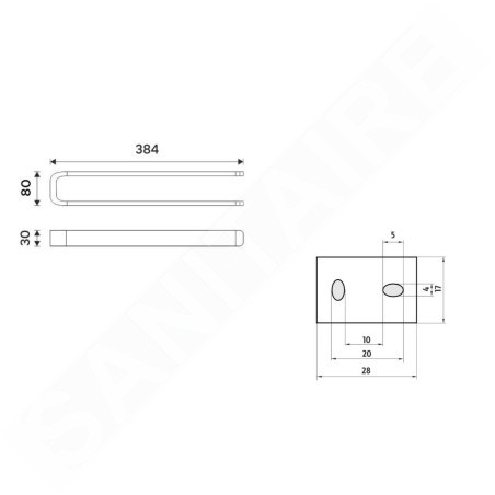 Nimco Nikau - Porte-serviettes, longueur 380 mm, noir mat NKC 30098-90