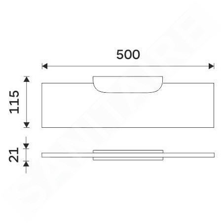 Nimco Nikau - Étagère, longueur 500 mm, verre mat / noir mat NKC 30091B-50-90