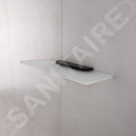Nimco Nikau - Étagère, longueur 600 mm, verre mat / noir mat NKC 30091B-60-90