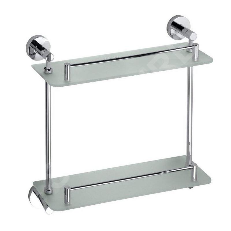 Sapho X-Round - Tablette murale double, longeur 400 mm, verre/chrome XR602