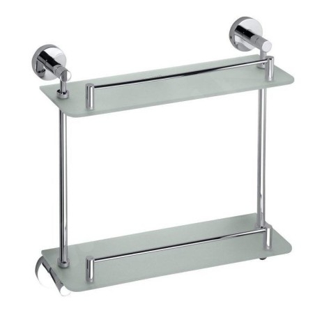 Sapho X-Round - Tablette murale double, longeur 400 mm, verre/chrome XR602
