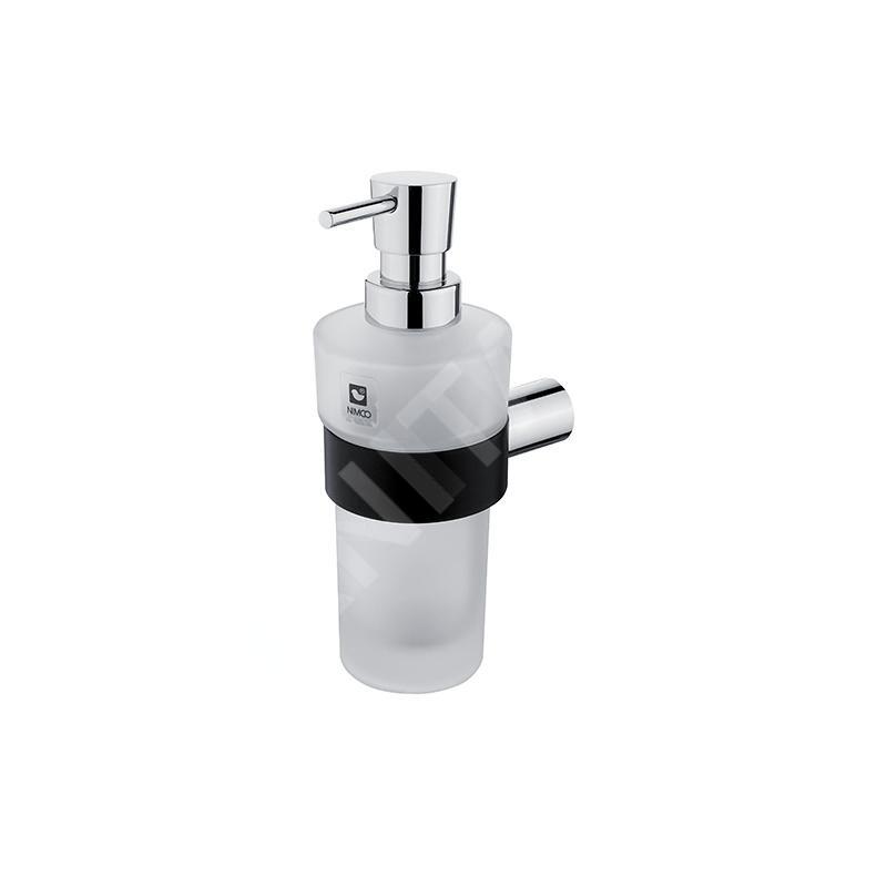 Nimco Nava - Doseur de savon avec support, noir mat/chrome/verre mat NA 28031W-T