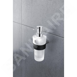 Nimco Nava - Doseur de savon avec support, noir mat/chrome/verre mat NA 28031W
