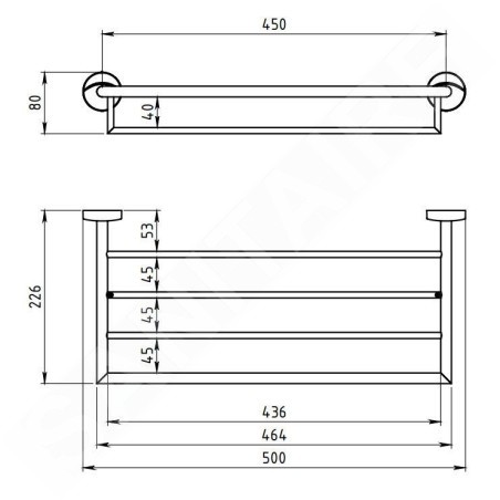 Novaservis Metalia 11 - Grand porte-serviettes deux niveaux, 500 mm, chrome 0145,0