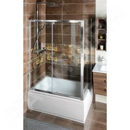 Polysan Deep - Porte de douche à deux battants, 1400 x1650, aluminium brillant/verre clair MD1416