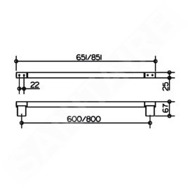 Keuco Plan - Porte-serviettes, longueur 850 mm, noir mat 14901370800