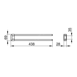 Keuco Plan - Porte-serviettes double, longueur 438 mm, noir mat 14918370000