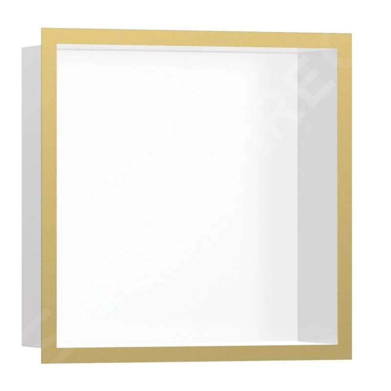 Hansgrohe XtraStoris Individual - Niche murale avec cadre design, 300x300x100 mm, blanc mat / aspect d'or poli 56099990