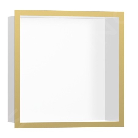 Hansgrohe XtraStoris Individual - Niche murale avec cadre design, 300x300x100 mm, blanc mat / aspect d'or poli 56099990