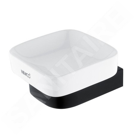 Nimco Nikau - Porte-savon, céramique blanche / noir mat NKC 30059K-90