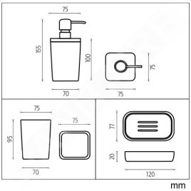 Nimco Autres - Set d'accessoires de salle de bain 3 en 1, blanc / bambou BA 28000SET-05