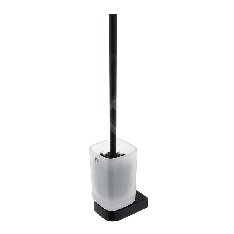 Nimco Nikau - Brosse de WC avec support, verre mat / noir mat NKC 30094CN-90