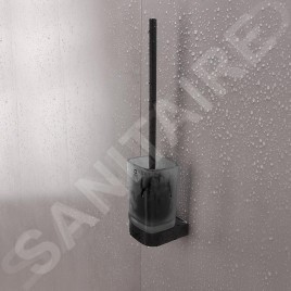 Nimco Nikau - Brosse de WC avec support, verre mat / noir mat NKC 30094CN-90