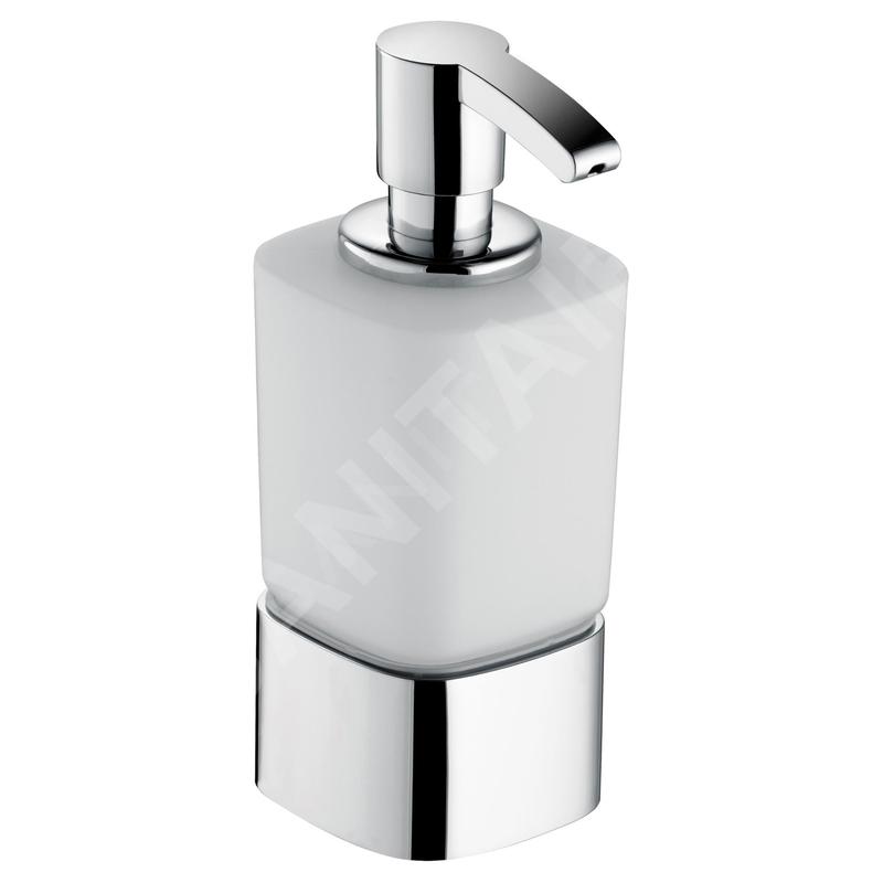 Keuco Elegance - Distributeur de savon avec support, 220 ml, verre dépoli/chrome 11653019001