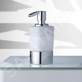 Keuco Elegance - Distributeur de savon avec support, 220 ml, verre dépoli/chrome 11653019001
