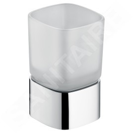 Keuco Elegance - Gobelet brosse à dent et dentifrice avec support, verre dépoli/chrome 11650019001