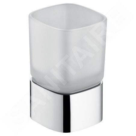 Keuco Elegance - Gobelet brosse à dent et dentifrice avec support, verre dépoli/chrome 11650019001