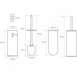 Sapho X-STEEL - Brosse de toilette à poser, inox poli XS300