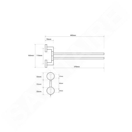 Sapho X-STEEL - Porte-serviettes rotatif, verre/inox poli XS405
