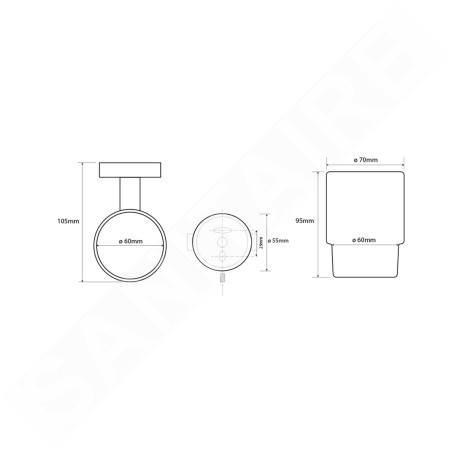 Sapho X-STEEL - Porte-verre, verre/inox poli XS900