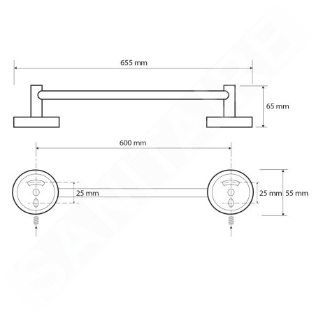 Sapho X-Round - Porte-serviettes, longueur 655 mm, chrome XR410