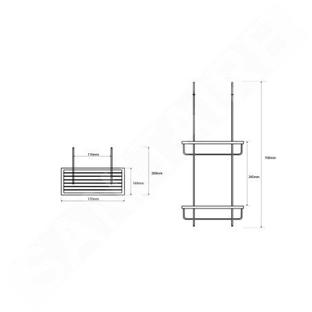 Sapho Smart - Étagère de douche suspendue, chrome XJ602