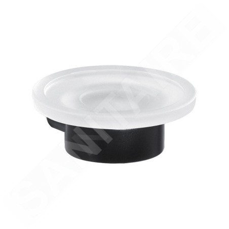 Sapho Gedy Pirenei - Porte-savon avec support, noir mat/verre satiné PI1114