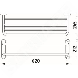 Nimco Autres - Étagère avec porte-serviettes, longueur 620 mm, inox PO 7061-18