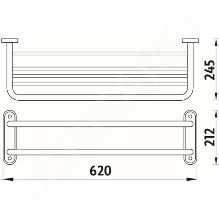 Nimco Autres - Étagère avec porte-serviettes, longueur 620 mm, inox PO 7061-18